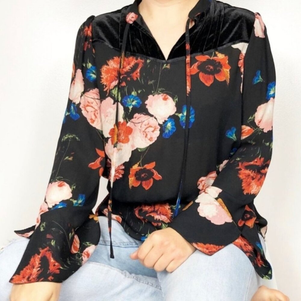Worthington Floral Peplum Women's Blouse Size Large